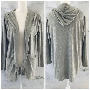 MTS Boutique Terry Open Front Hooded Cardigan